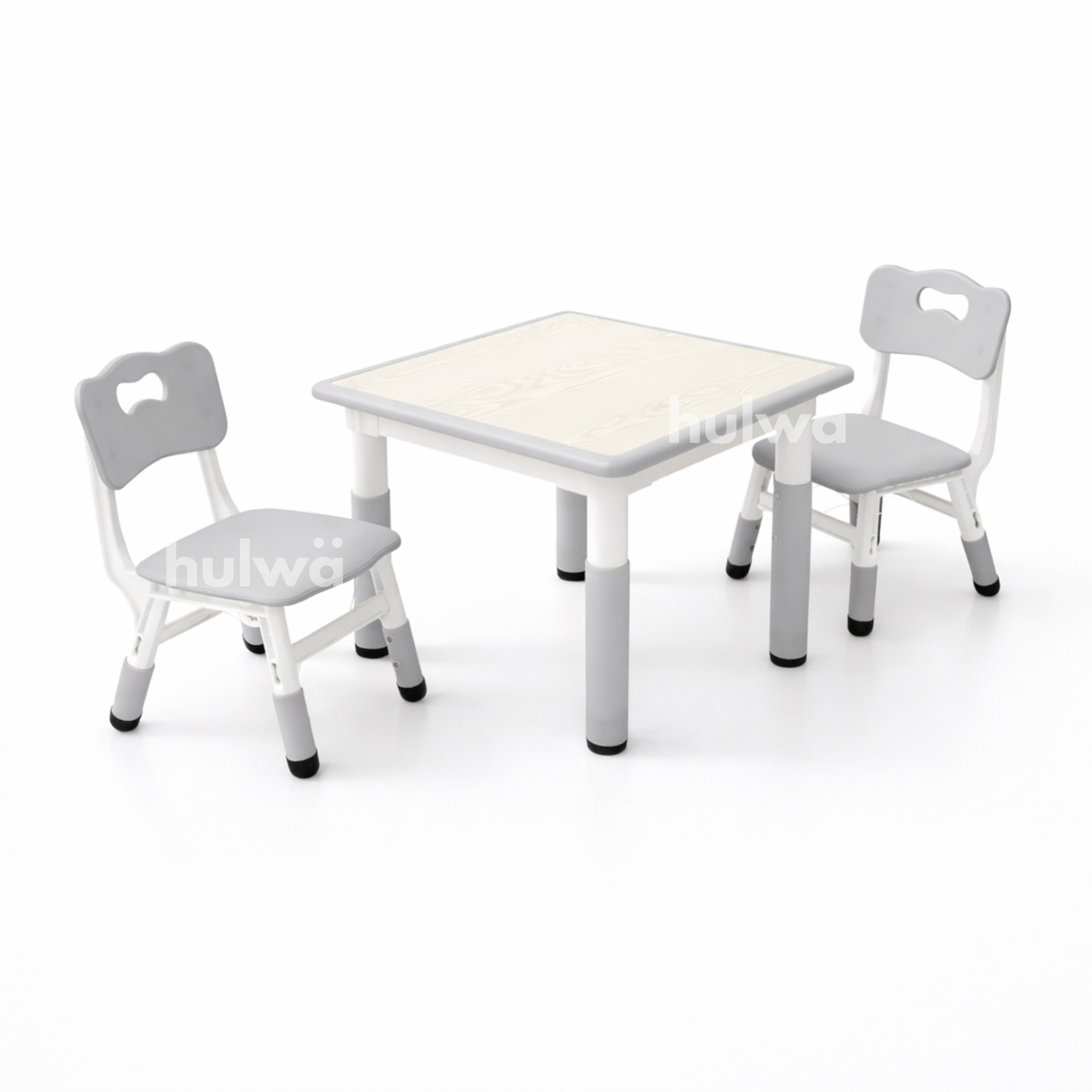 Meja Grafitti 60 x 60 + 2 Kursi Abu-Abu