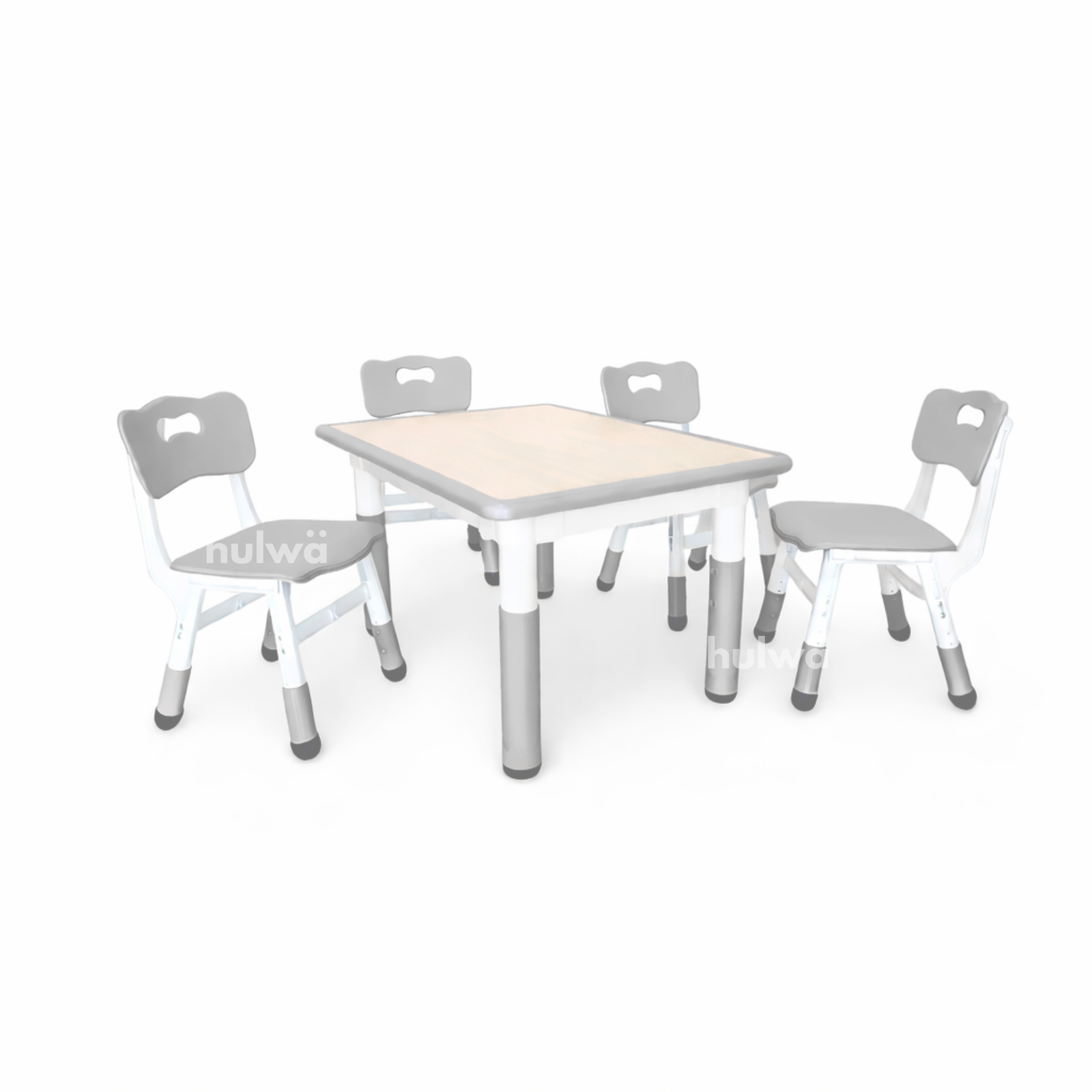 Meja Grafitti 80 x 60 + 4 Kursi Abu-Abu