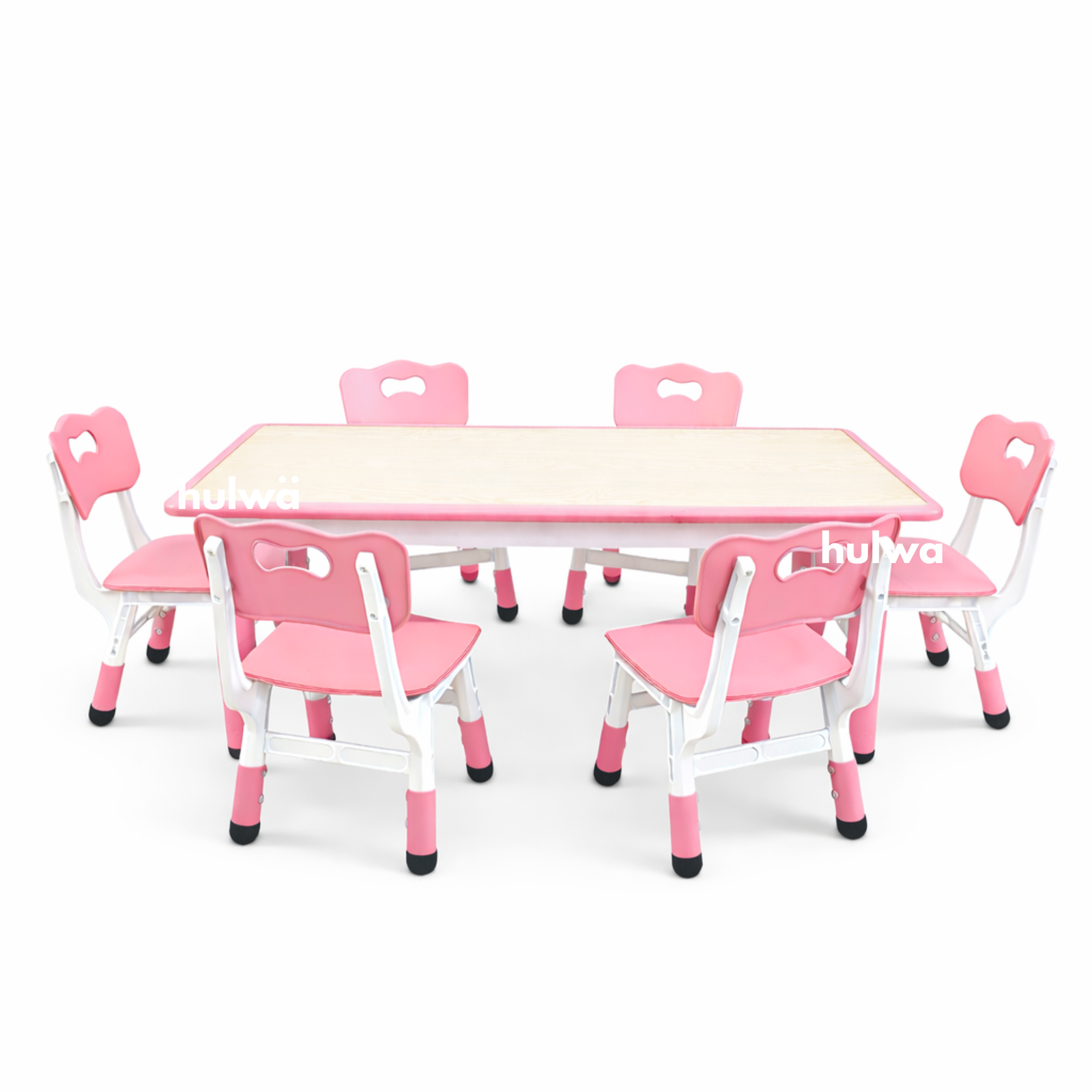 Meja Grafitti 120 x 60 + 6 Kursi Pink